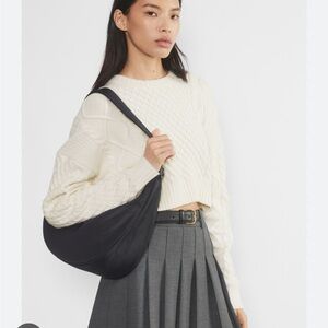 Sunday Best Black Crescent Shoulder Bag with Wide Strap